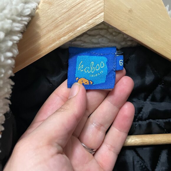 Children's two-toned black denim bomber jacket, lined preppy size child 6 - Picture 4 of 4